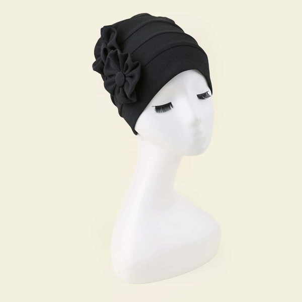 

Flower Decor Hat, Black