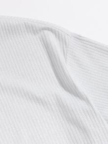 Mulvari Conjunto top tejido de canalé unicolor con pantalones capris - Gris Claro - Ver 5