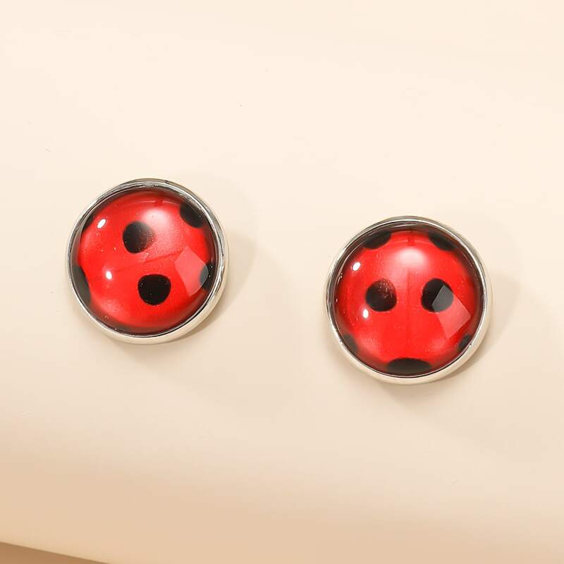 

1pair Ladybug Stud Earrings, Red