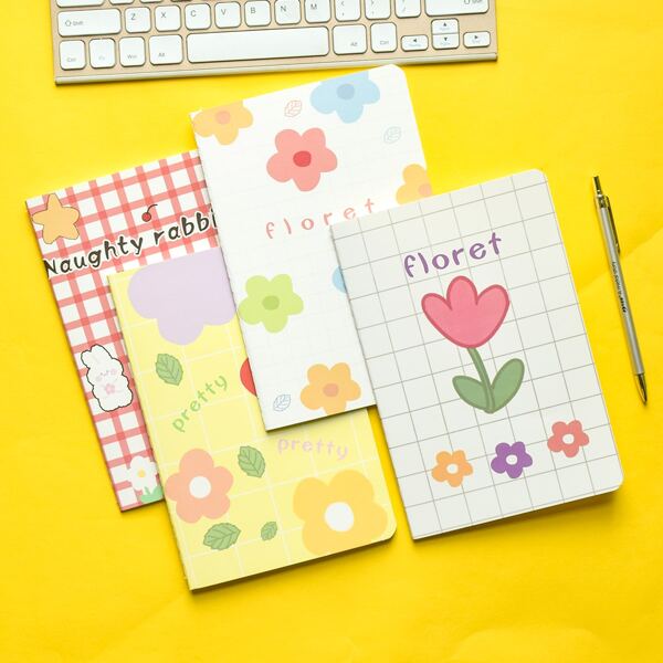

1pc Flower Print Cover Random Notebook, Multicolor