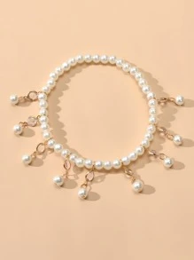 Faux Pearl Decor Anklet - Multicolor - View 2