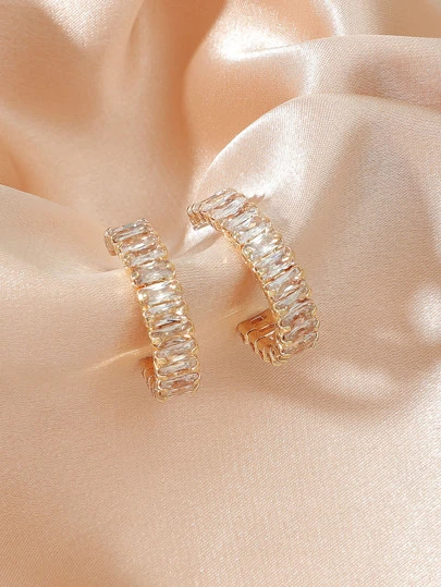 ZirconDecorCuffHoopEarrings - SHEIN Best Sellers