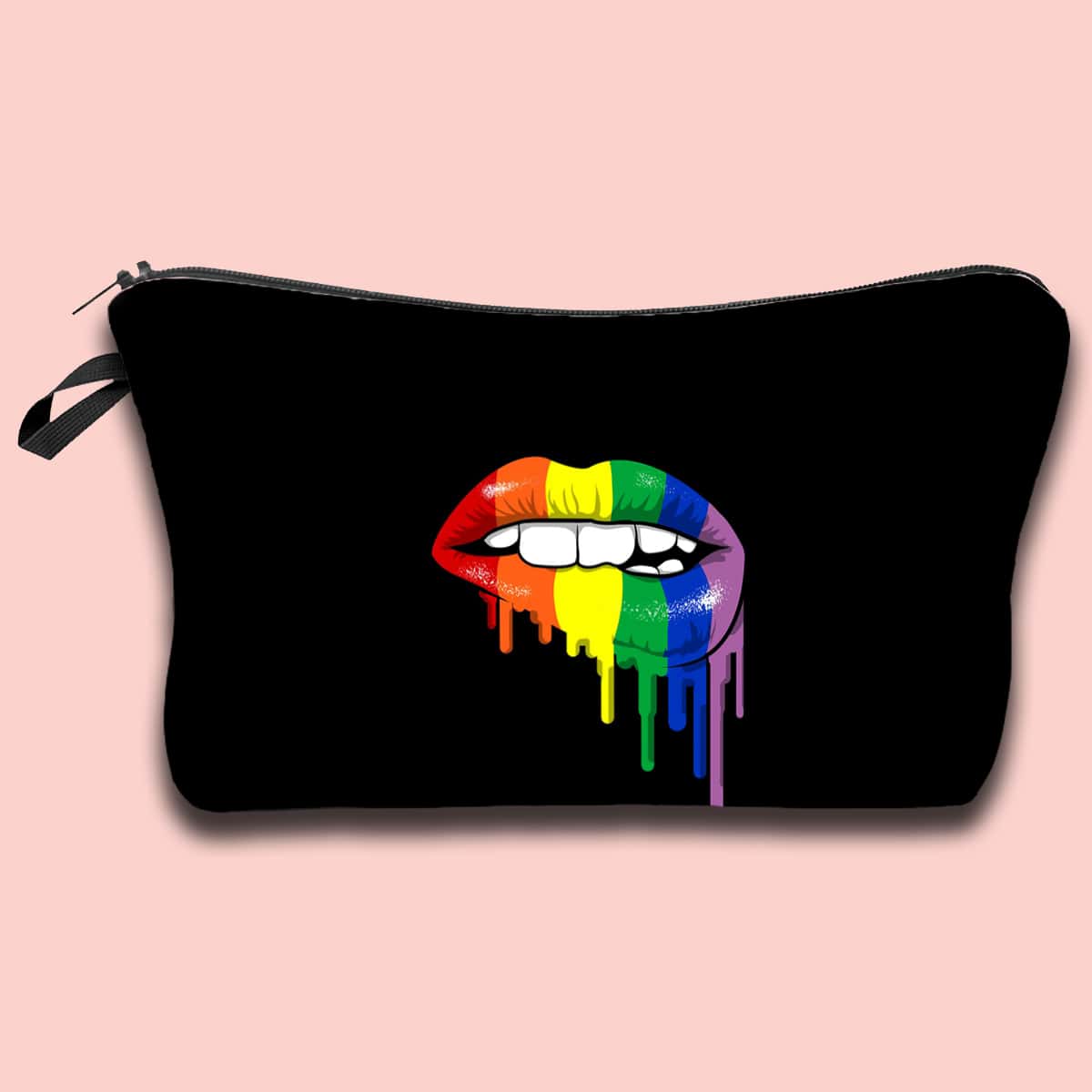 

Rainbow Lip Makeup Bag, Black