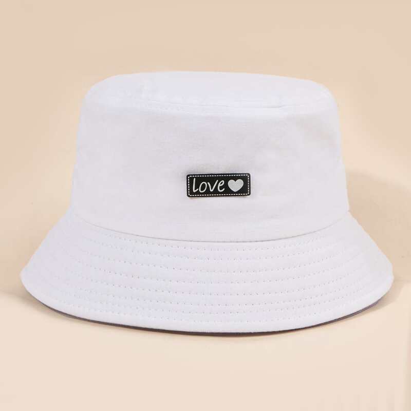 

Letter Patched Bucket Hat, White