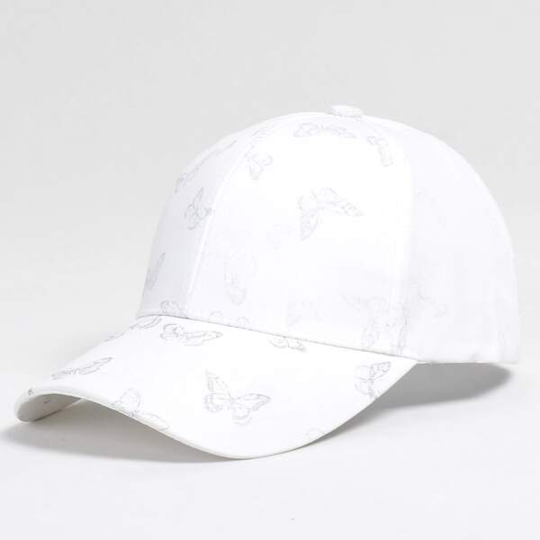 

Butterfly Pattern Baseball Cap, White