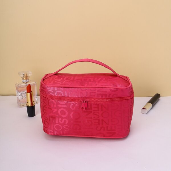 

Letter Graphic Makeup Bag, Hot pink