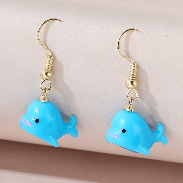 

Cartoon Animal Decor Drop Earrings, Blue