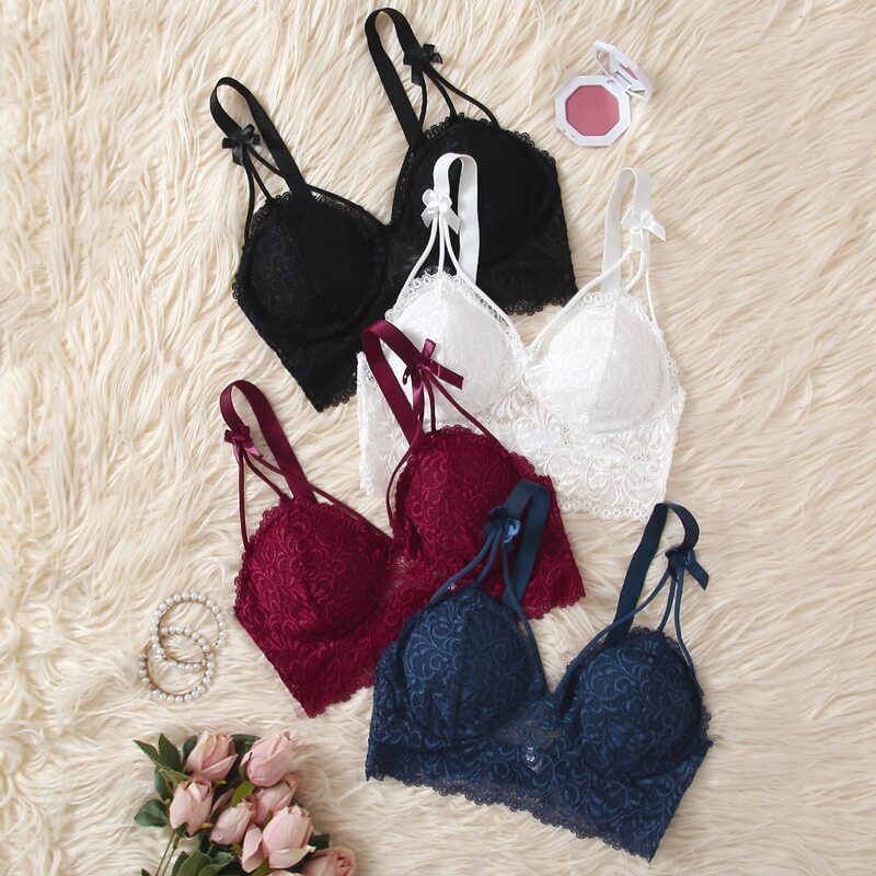 

4pack Floral Lace Bralette Set, Multicolor