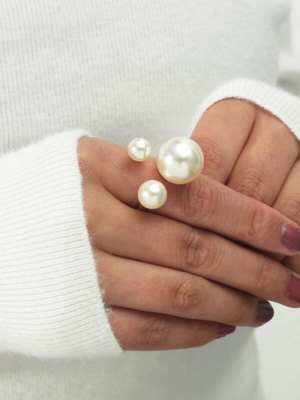 1pc Fashionable Minimalist Pearl Ring, Suitable For Women's Daily Wear (Adjustable)