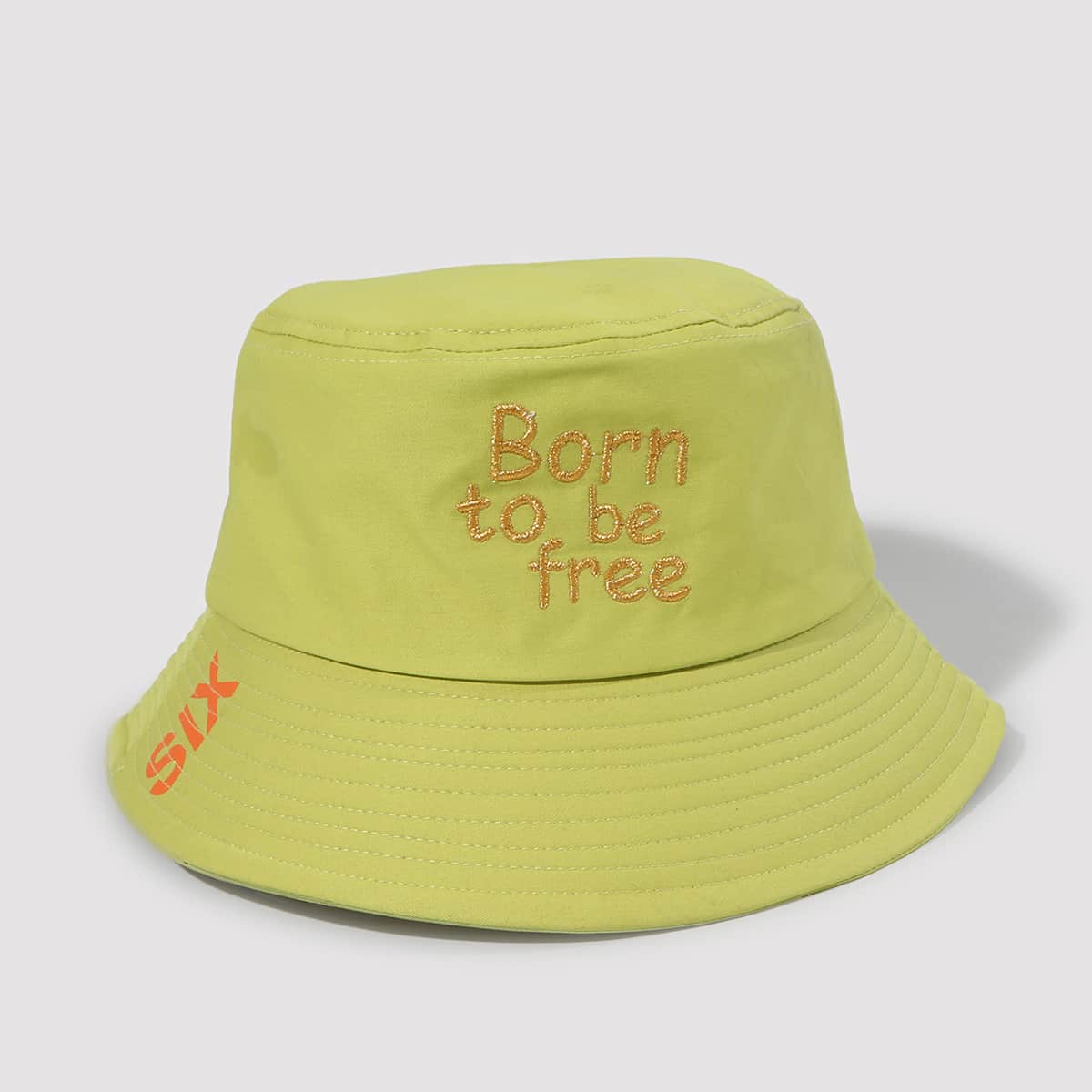 

Slogan Embroidery Bucket Hat, Lime green