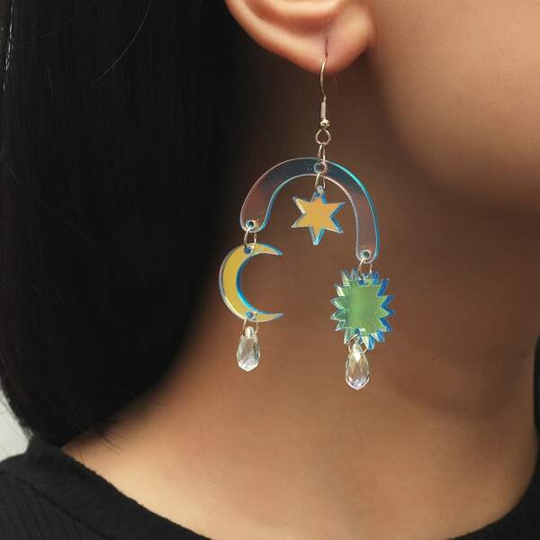 

Moon & Star Charm Drop Earrings, Multicolor