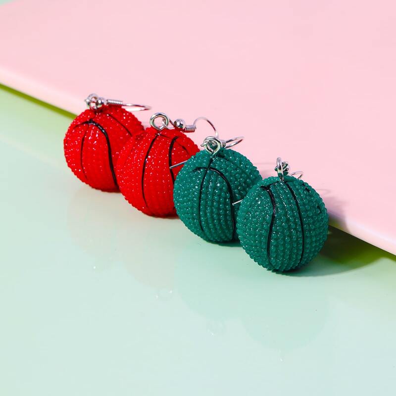 

2pairs Ball Design Drop Earrings, Multicolor