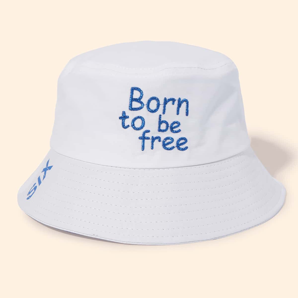 

Slogan Embroidery Bucket Hat, White