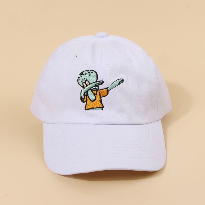 

Cartoon Embroidery Baseball Cap, White