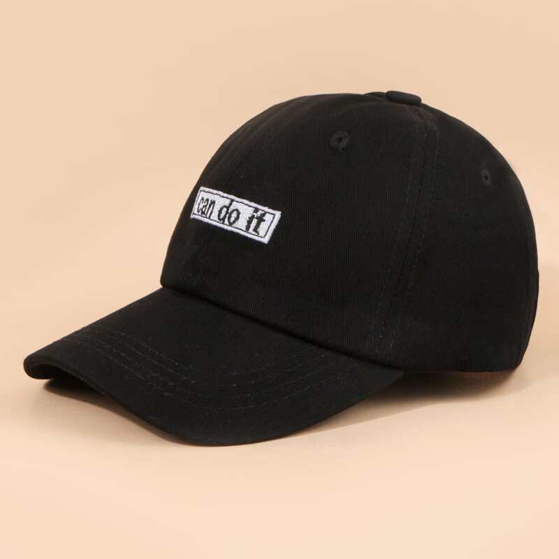 

Guys Slogan Embroidery Baseball Cap, Black