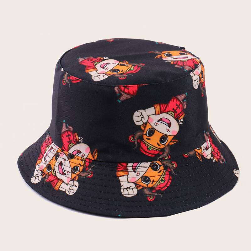

Guys Cartoon Cow Print Bucket Hat, Multicolor