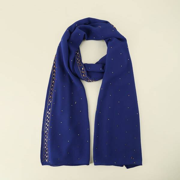 

Rhinestone Decor Chiffon Scarf, Royal blue