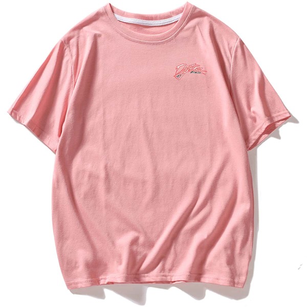 

Men Letter And Cartoon Print Tee, Pink