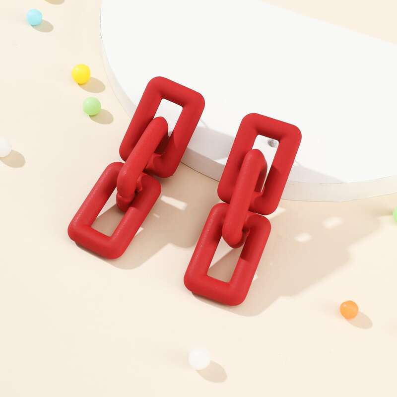 

1pair Geo Drop Earrings, Red