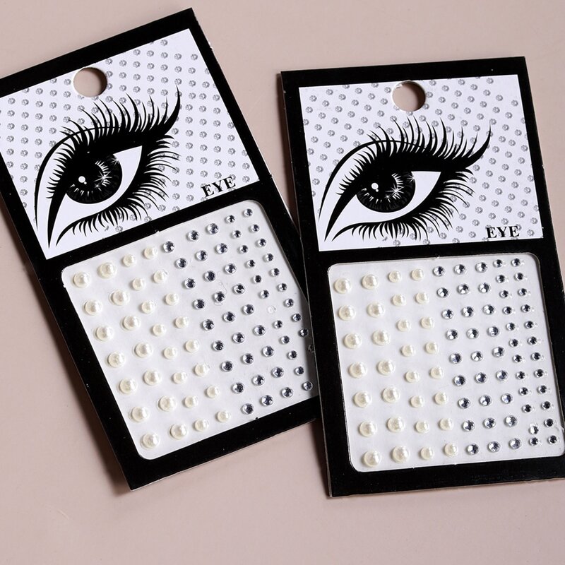 

1sheet Rhinestone & Faux Pearl Eye Tattoo Sticker, White