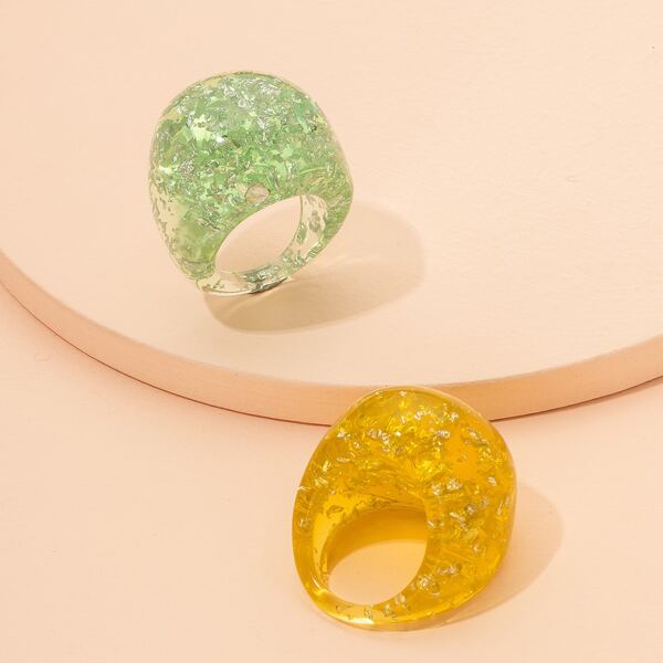 

2pcs Resin Ring, Multicolor