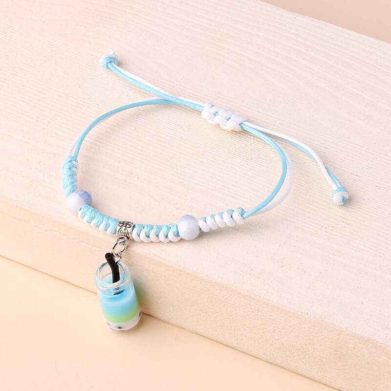 

1pc Cup Charm Braid Bracelet, Blue