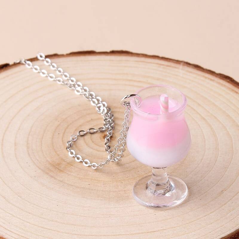 

1pc Fruit Juice Pendant Necklace, Pink