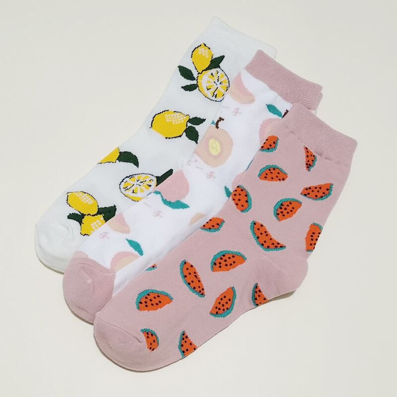 

3pairs Fruit Crew Socks, Multicolor