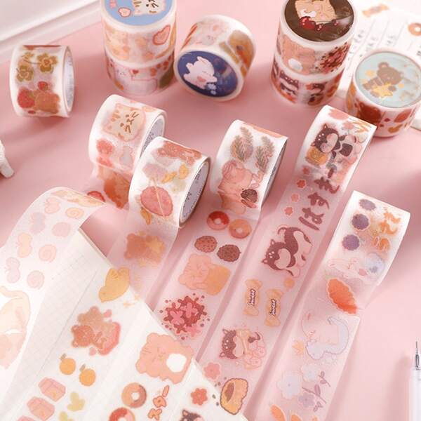 

2rolls Cartoon Graphic Random Decorative Tape, Multicolor
