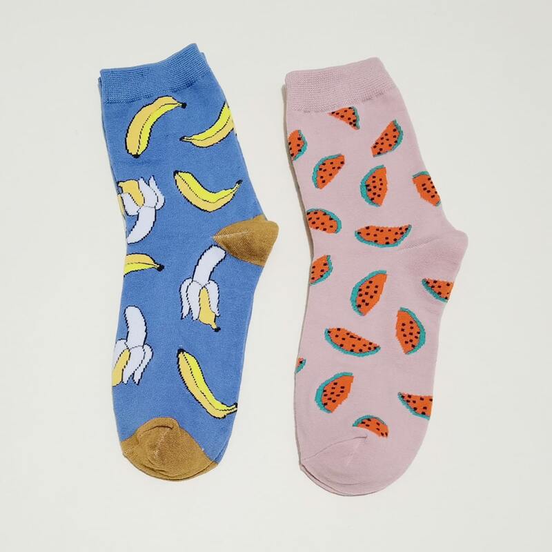 

2pairs Fruit Crew Socks, Multicolor