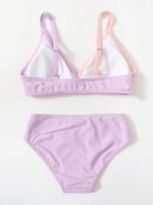 Girls Colour Block Bikini Swimsuit - Multicolor - View 2