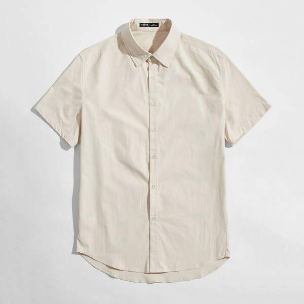 

Men Patched Detail Shirt, Beige