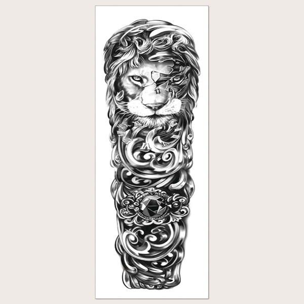 

1sheet Lion Pattern Tattoo Sticker, Black