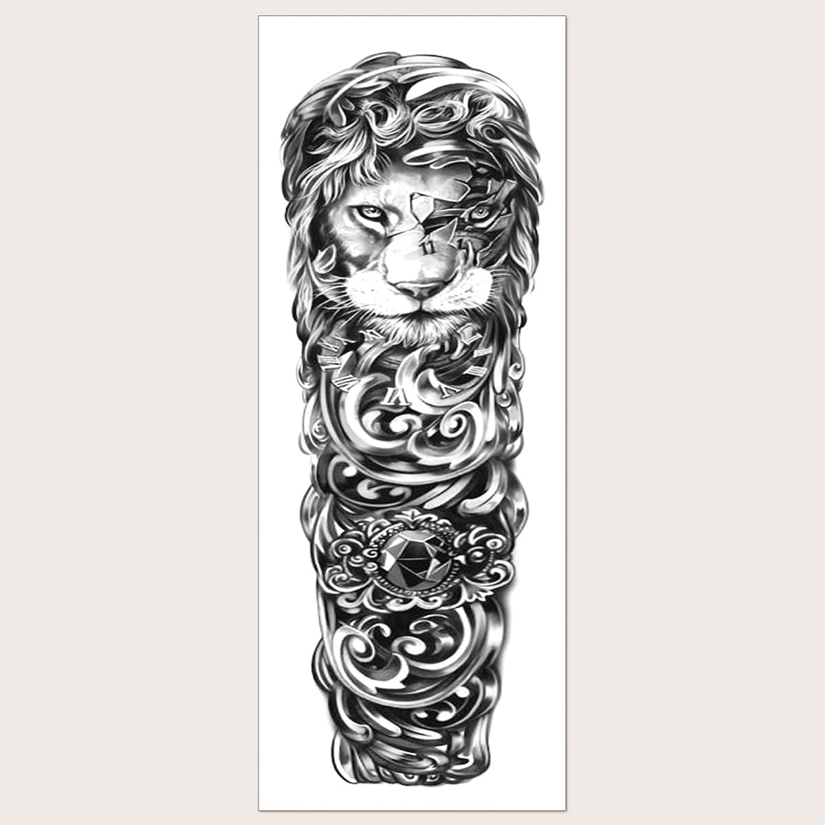 

1sheet Lion Pattern Tattoo Sticker, Black