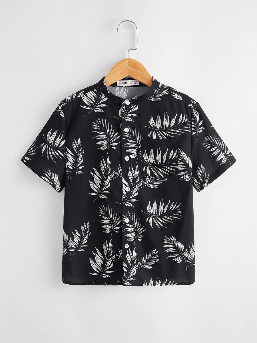 SHEIN قميص بطباعة نباتات للاولاد