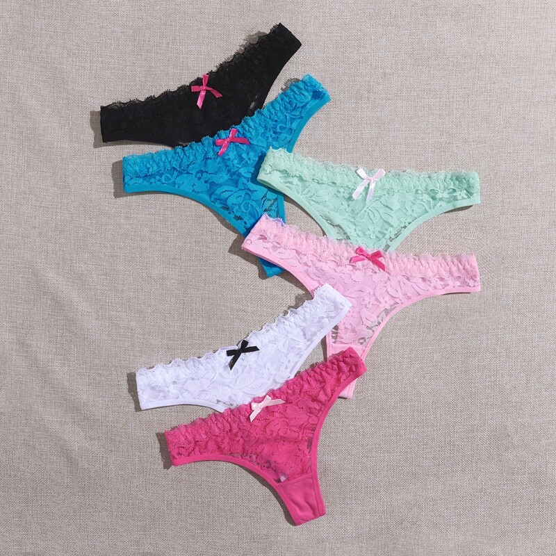 

6pack Floral Lace Thong Set, Multicolor