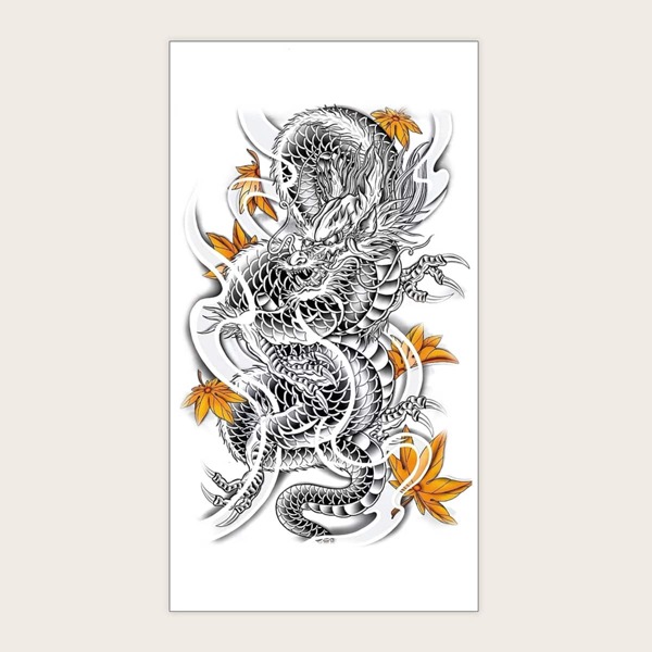 

1sheet Chinese Dragon Pattern Tattoo Sticker, Multicolor