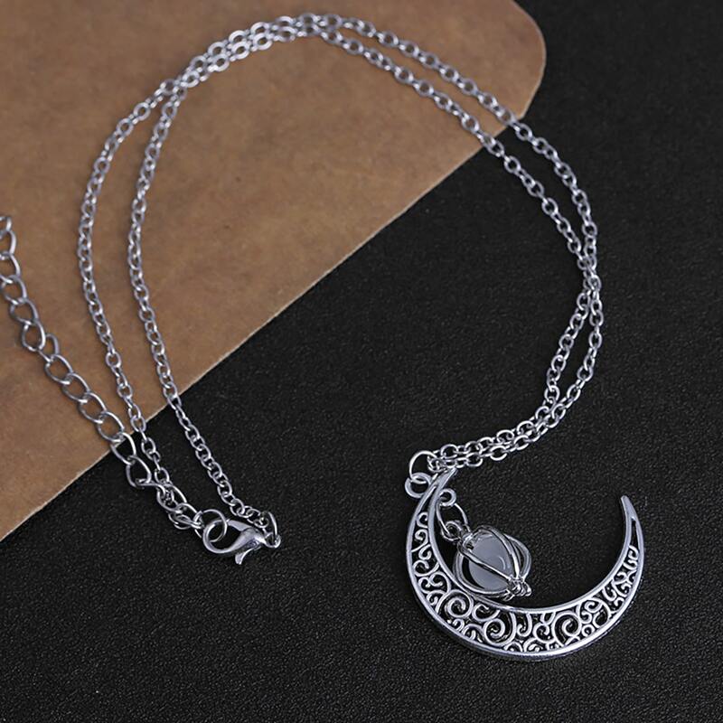 

Moon Pendant Necklace, Blue
