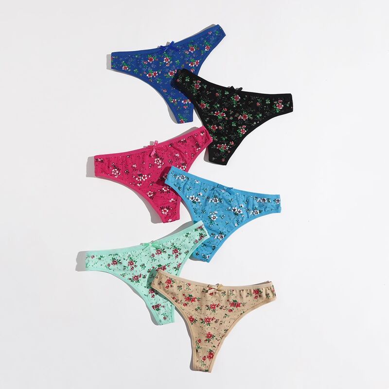 

6pack Ditsy Floral Thong Set, Multicolor