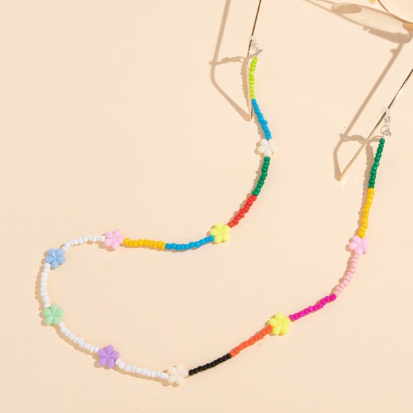 

Flower Decor Beaded Glasses Chain, Multicolor