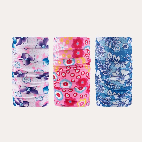 

3pcs Flower Print Infinity Scarf, Multicolor