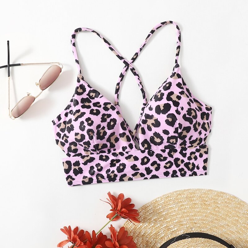 

Leopard Criss Bikini Top, Multicolor