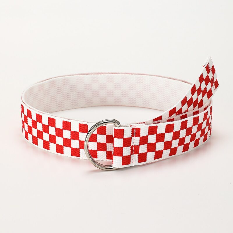 Checkerboard Tape Belt, Red and white