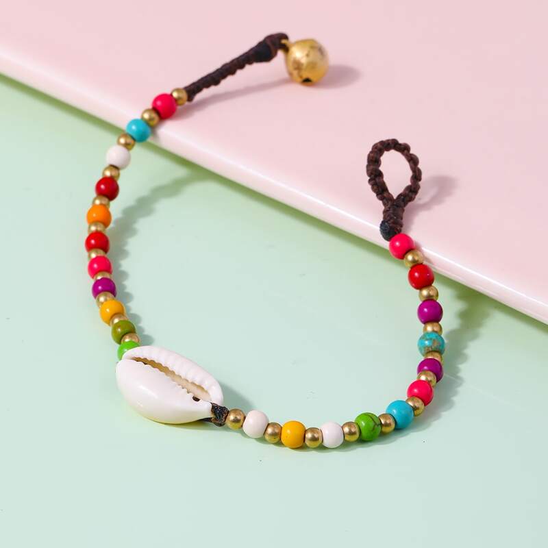 

Shell Charm Beaded Bracelet, Multicolor