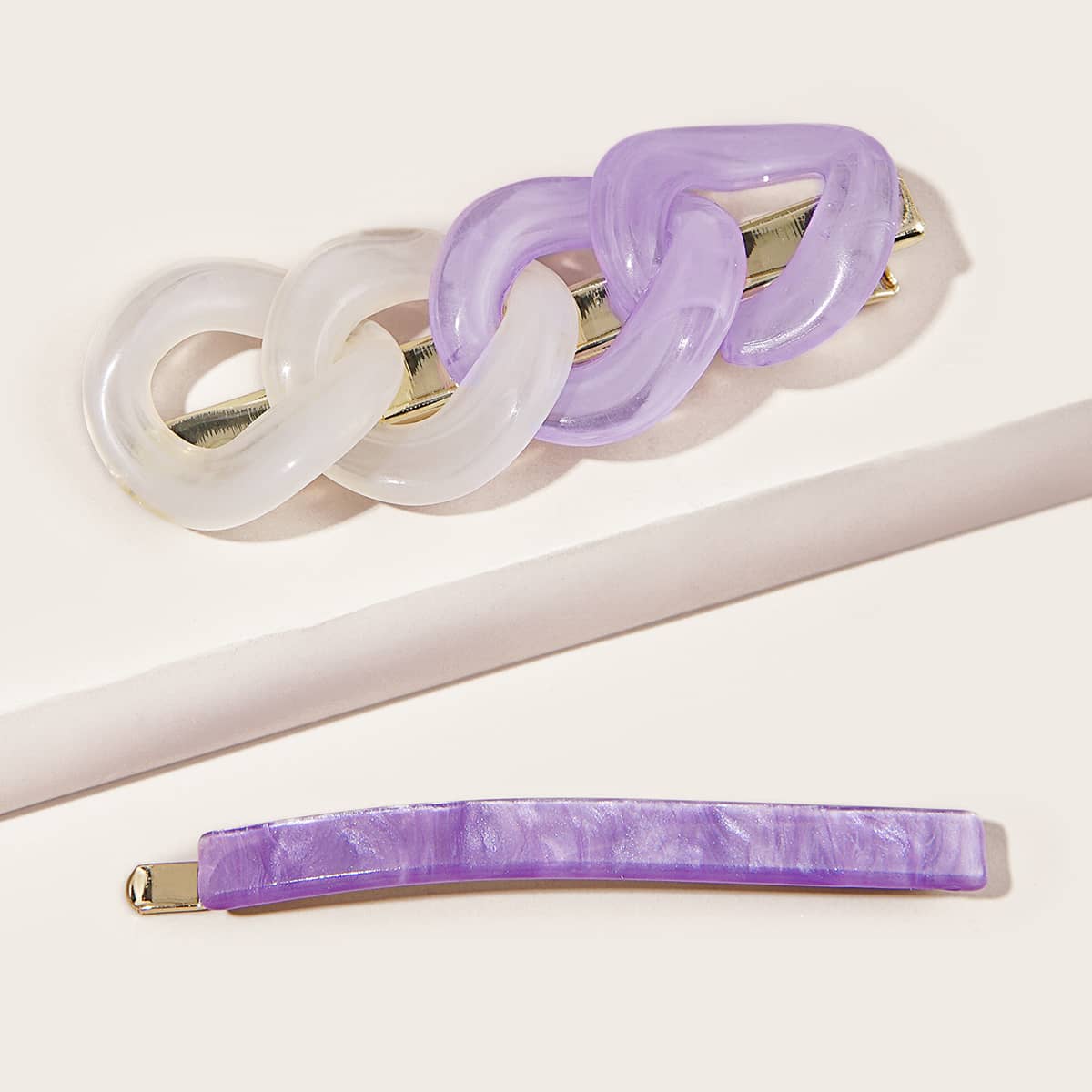 

2pcs Chain Design Hair Clip, Purple