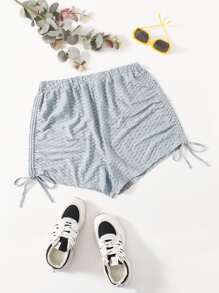 SHEIN Shorts unicolor con cordón lateral - Gris Claro - Ver 1