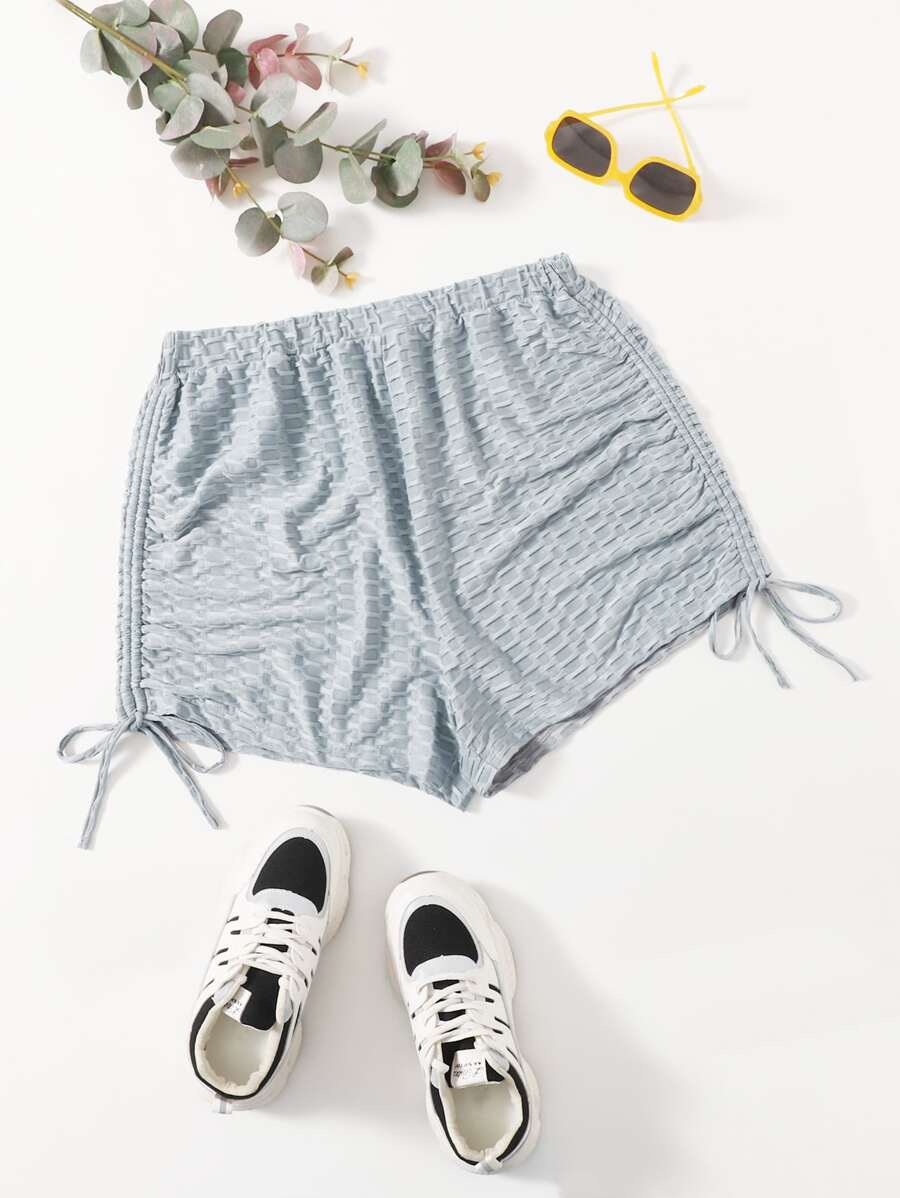 SHEIN Shorts unicolor con cordón lateral - Gris Claro - Ver 1