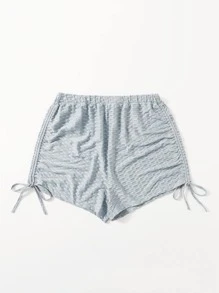 SHEIN Shorts unicolor con cordón lateral - Gris Claro - Ver 3