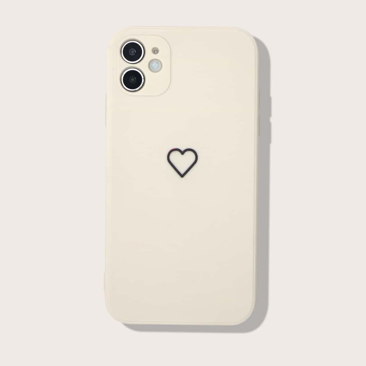 

Heart Pattern Phone Case, Beige