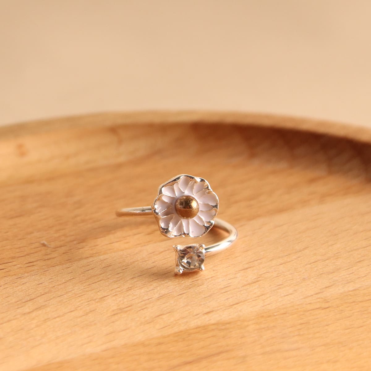 

1pc Flower Wrap Ring, Silver